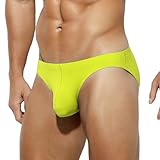 Arjen Kroos Mens Swimming Briefs Solid Tagless Bikini Swimwear Low Rise Swimsuit Yellow Medium