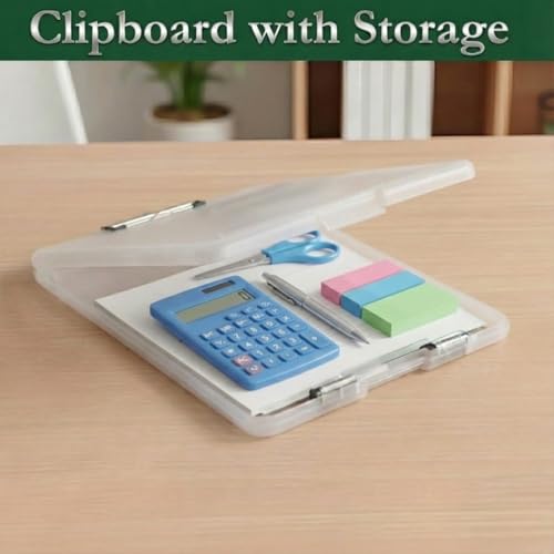 Image of Yajnas Multipurpose A4 Size Clipboard with Storage Box | 180 Foldable Exam Pad & Writing Board | Heavy Duty Plastic File Folder with Pen Holder & Paper Storage for Students, Office & Field Use -White
