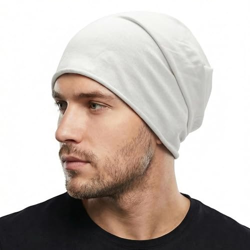 Image of ZLYC Cotton Thin Slouchy Beanie Hat for Men Women Fashion Soft Stretch Knit Skull Cap