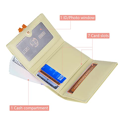 Fire Stone Cute Girls Wallet, Tir-folded Short Wallet with Cash Pocket Card Holder ID Window Purse for Women (Green Duck)3