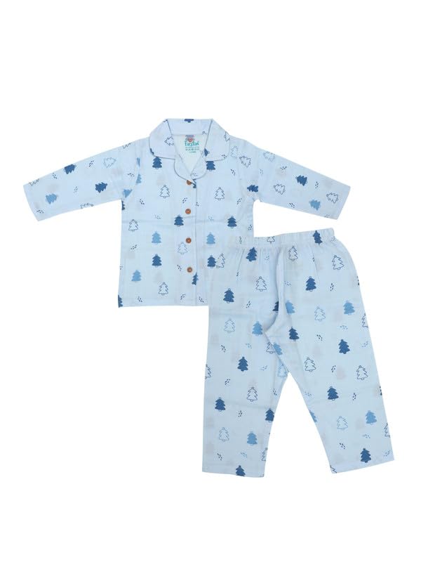 FIRST IN Printed Muslin Baby Night Suit Set-image-9