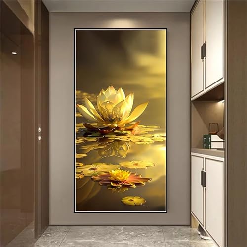 Kit Complet DIY Diamond Painting Lotus Jaune, Cadeau Créatif Unique
