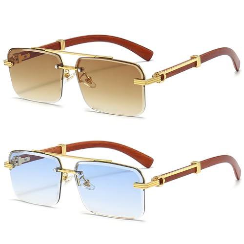 Image of Fashion Rimless Rectangle Sunglasses Mens Womens Frameless Square Sun Glasses UV 400