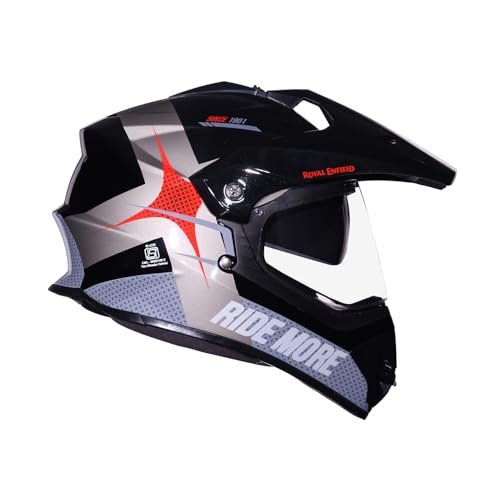 Image of Royal Enfield Throttle DS Kinetic | Certification: ISI and DOT | Shock Absorption: High Density EPS liner | High Impact ABS Outer Shell | Micrometric Lock | BLACK L