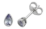 Elegante Geschenkverpackung 9 Karat (375) Weißgold Damen - Paar Ohrstecker mit Tansanit - 6mm*4mm WJS3142
