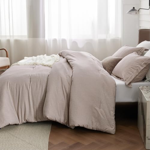 Image of Bedsure Oversized King Comforter Set - Warm Taupe Soft Bedding for All Seasons, Cationic Dyed Bed Set, 3 Pieces, 1 Oversized King Size Comforter (120 inchx 98 inch) and 2 Pillow Shams (20 inchx 36 inch+2 inch)