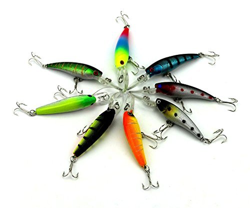 LENPABY 8 pcs Deep Diving Minnow Fishing Lures Crankbaits Kit for Bass and Trout Fishing Tackle 9cm/3.54