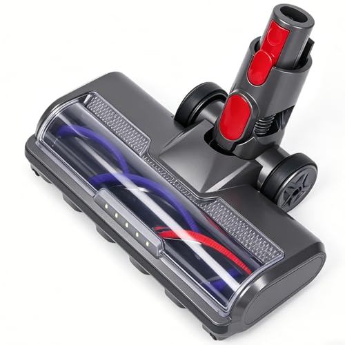 FEVORCS Cepillo para Dyson V7 V8 V10 V11 V15 | Boquilla para Piso Motorizada con LED, Potente Succión, Giro de 150°, para Alfombras de Pelo Corto y Pisos Duros | Cepillo de Repuesto con Transmisión