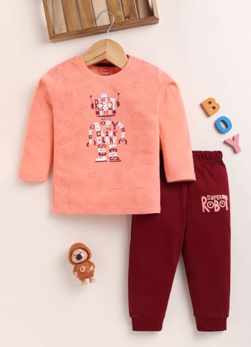 Image of LuvLap Baby Boys 100% Cotton Full Sleeve Boys T-Shirt & Pyjama Sets Pack of 3