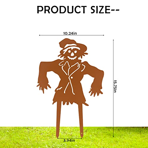 Cinpiuk Scarecrow Garden Stake, Metal Yard Sign Fall Halloween Thanksgiving Outdoor Decoration Scarecrow Sculpture For Lawn Patio Decor #TOP2