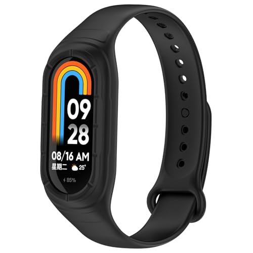 Bracelet de montre Xiaomi Band 9 silicone noir et coque de protection TPU