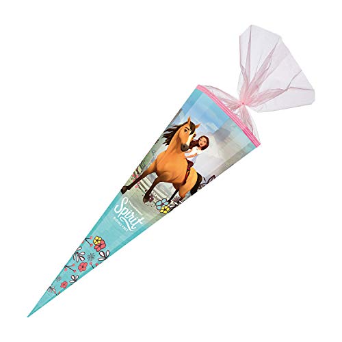 Nestler 7852655s - Schultüte Spirit Riding free, 85 cm, 12 eckig, mit Textilborte und Verschluss aus Organza, mit Sound