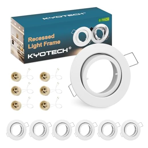 KYOTECH Einbauleuchten rahmen GU10 Schwenkbar 6er Set led spot einbaurahmen Rund Weiß,Einbauspots Einbauleuchten für Halogen Leuchtmittel LED-Modul MR16, inkl. GU10 Fassung