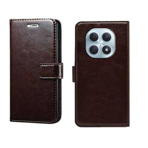 Image of amazon basics Redmi Note 15 5G Flip Cover | Card Pockets Wallet & Stand | Flip Cover for Redmi Note 15 5G (Coffee)