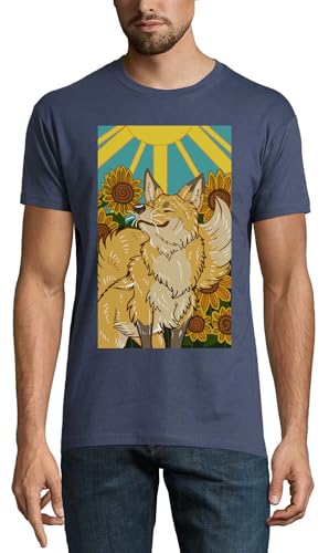 T-shirt coton doux motif soleil tarot denim pour peau sensible homme