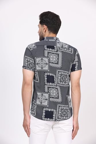 Image of CVC Fashion Men's Printed Button-Down Shirt - Aesthetic Regular Fit Half Sleeve Casual Shirt for Men, Ideal for Summer & Beach Wear