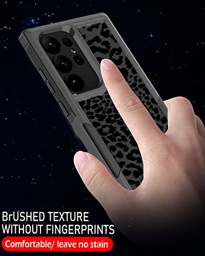 Case For Samsung Galaxy S23 Ultra,Fashion Animal Skin 360 Degree Heavy Duty Full Body Protection Cover For Women Girl,Shockproof Non Slip Case For Galaxy S23 Ultra 6.8" - Black Leopard Cheetah #TOP4