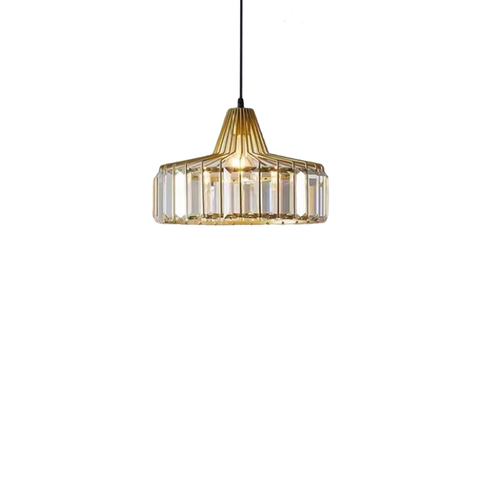 ZTTECH Modern Crystal Pendant Light Adjustable Height Metal and Glass Hanging Lamp E27 Socket Compatible with Dimmable Bulbs for Kitchen Dining Room Bedroom (Gold, 32cm)