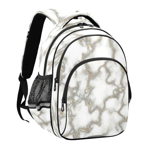 15 Inch Backpack for Kids, Marble White Heavy Duty Backpack for Kids2