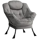 HollyHOME Ohrensessel Sessel Wohnzimmer & Schlafzimmer Samt Relaxsessel Lesesessel Armlehnensessel Lounge Sessels, Dunkelgrau