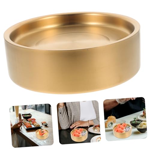 Plato de sushi de acero inoxidable dorado elegante miniatura 6