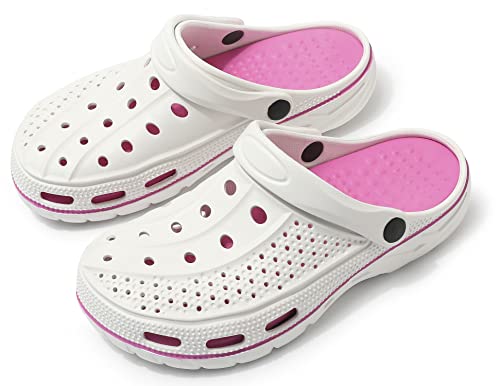 INMINPIN Women and Men Orthopedic Clogs Arch Support Garden Shoes Sandals Slippers with Plantar Fasciitis Feet Insoles,Cute Rosy,8-9 Women/6-7 Men