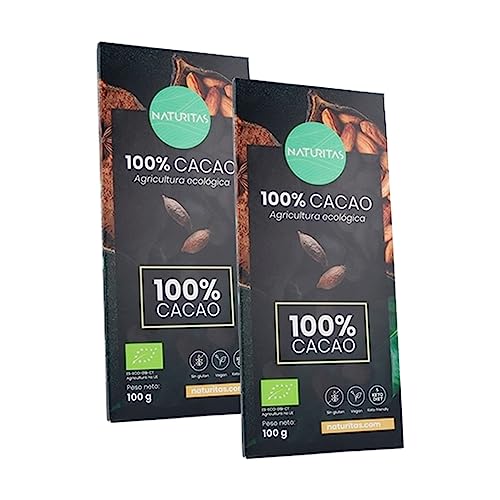 Pack chocolate negro 100% Bio | 2 unidades de 100g | Naturitas Essentials | Vegan | Sin gluten | KETO | BIO-ECO