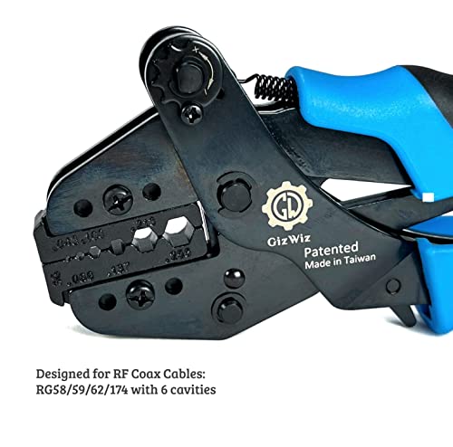 Gizwiz Parallel Action Ratchet Crimp Tool For Rf Coax Rg58 Rg59 Rg62 Rg174 #TOP3