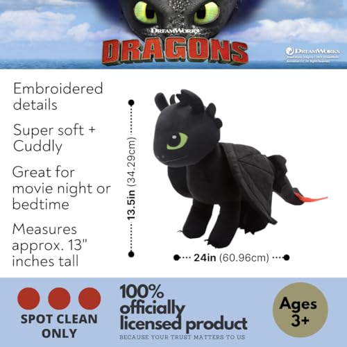 Image of Franco How to Train Your Dragon Toothless Bedding Super Soft Cozy Cuddle Pillow Buddy, (Officially Licensed Product) Collectibles (Pack of 6)