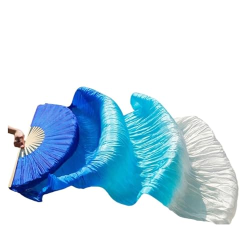 Éventail de danse en imitation soie fine avec voile de couleur dégradé fluide de 150cm