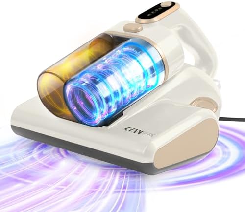 Mattress Bed Vacuum Cleaner 16Kpa Strong Suction,20ft Corded Couch Cleaner with 253.7nm UV-C Light, HEPA Filter & Ultrasonic, Deep Cleaning Handheld Vacuum (White, 600W)