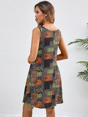 Image of Heymoments Women's Summer Dresses Sleeveless Casual Fashion Loose Swing Button Down Beach Dress with Pockets
