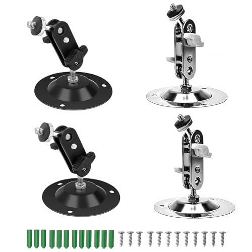 ZYETGH 4 Stück Kamera Halterung, Wandhalterung für Wildkamera, 360 Grad Verstellbare Sicherheitskamera für Innen und Außenbereich (Schwarz+Silber)