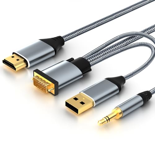 Câble VGA vers HDMI pour brancher un ordinateur portable sur une TV ou un écran récent