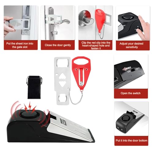 2pcs- Enhanced Security Door Stop Alarm & Portable Lock Kit for Travel, Home, and Dorm Safety - Image 6