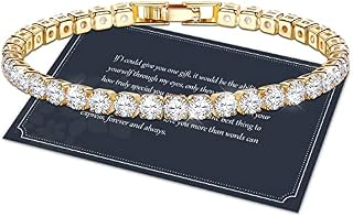J.Fée 4MM Women Bracelet,Sterling Silver Tennis Bracelet for Women S925 Adjustable Bracelet Zircon Bracelet with Gift Box,Friend Bracelet,Silver,Gold,Rose Gold,17-19 CM,Gift for Mom