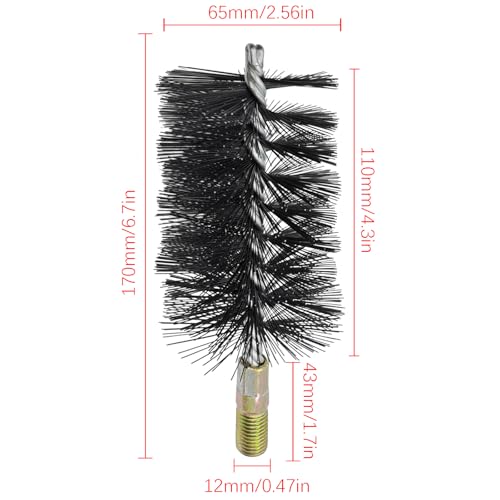 Image of 1 Piece Stainless Steel Drill Brush with M12 Thread Handle Drill Brush, Hard Bristle Wire Brush for Rust Removal, Drill Bit Cleaning, Bristle Length 110mm, Bristle Diameter 65mm