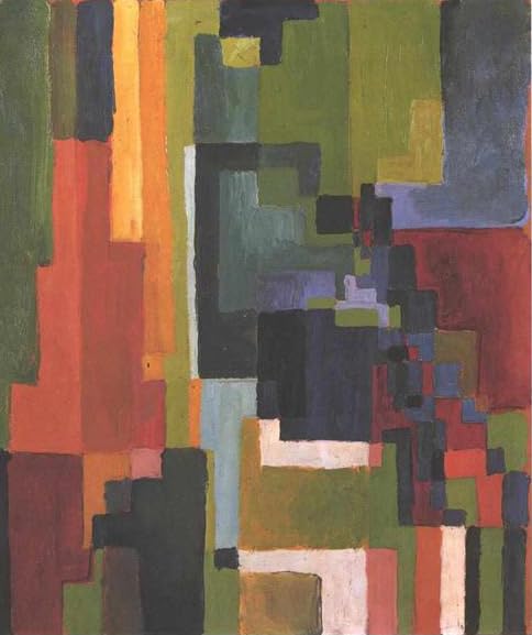 Peinture Sur Toile August Macke Formes Colorées Image Décorative 40x50cm