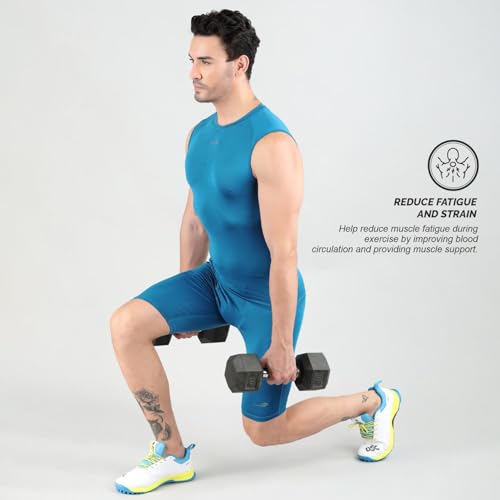 Image of DSC Men's Solid Athletic Fit Sando Compression (DSMPS320-L Azure L)