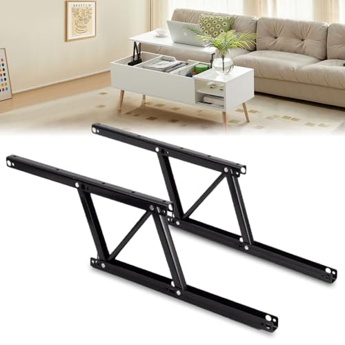 Bisagra Elevable para Mesa de Centro Superior, Soporte de Marco de Escritorio de Pie Plegable con Bisagras de Montaje y Muelle para Mesa de Café Poweka