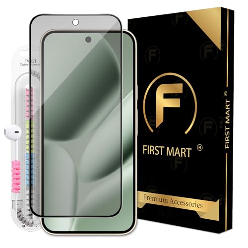 Image of FIRST MART Matte Anti-Glare Tempered Glass for Google Pixel 10 Pro XL and Pixel 9 Pro XL With Installation Kit | Military-Grade Gaming Screen Protector & Cable Guard | Edge to Edge Coverage | Black