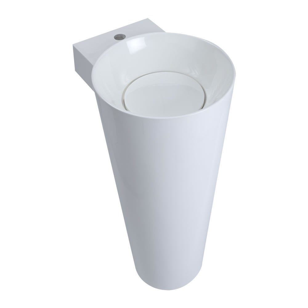 Milano White Ballam Full Pedestal 1 Tap Hole Bathroom Basin Sink - 398Mm X 498Mm