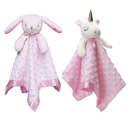 Pro Goleem Bunny and Unicorn Security Blanket, Gift for Baby Girls, 16''