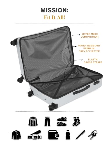 Image of Teakwood Set of 3 8 Wheels Trolley Bag, Hard Cabin with Zipper Closure, Adjustable Push Button & Cross Side Strap, Number Lock System 360 Degree (Set of 3, Silver)