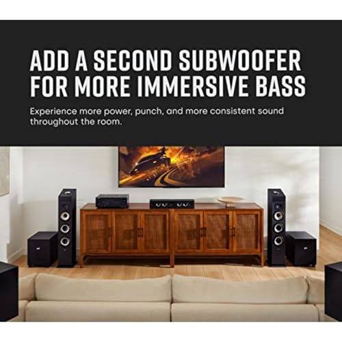 Polk Monitor XT10 Home Subwoofer, 10" Deep Bass Woofer, 100W Class D Amplification, Dolby Atmos, Auro 3D & DTS:X Compatible, Black