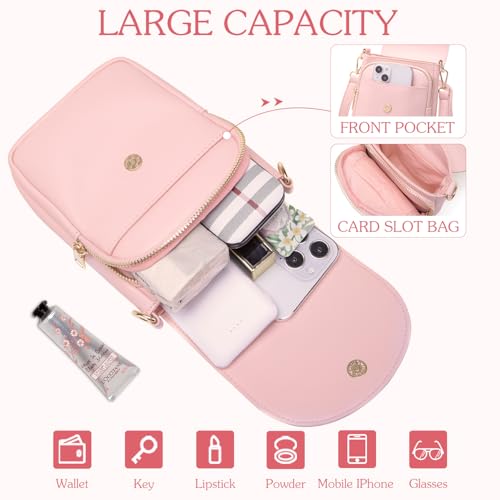 Image of Viverte Crossbody Purse for Teen Girls Small Initial Cell Phone Toddler Purse Leather Triple Compartment Crossbody Bags
