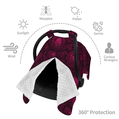 Housse de siège auto bébé plante carnivore rose et protection poussette