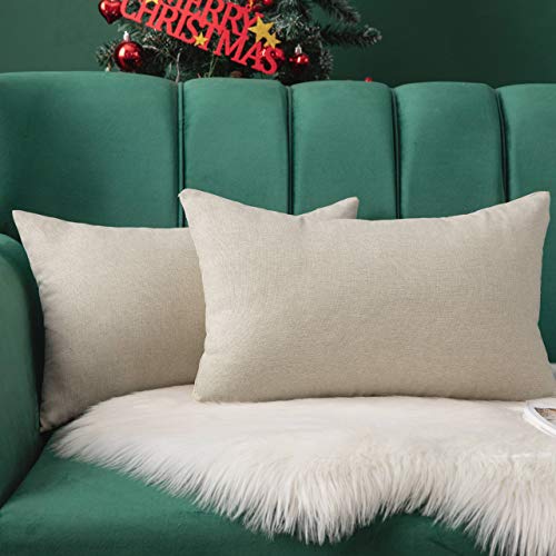 MIULEE Fundas de Cojines Almohada Caso de La Cubierta del Amortiguador Decorativo Lino Duradero Decoración para Sofá Cama Beige 12