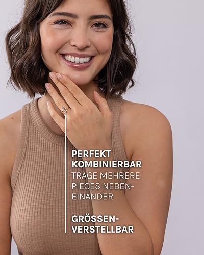 Purelei Buchstaben Ring H – Damenring aus langlebigem Edelstahl – Wasserfeste Ringe – Verstellbare Ringe von Größe 50 bis 60… – Ansicht 6