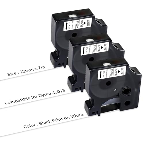 Ruban D1 45013 noir sur blanc 12mm lot de 3 pour Dymo Labelmanager 160